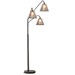 HOMEGLAM Midtown 84” 3-Light Dark Bronze Arch Floor Lamp/Mica Shades