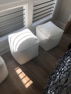 Elegant, Clean White Poof. All 4 For Only $40. Originally Purchased Each One For Over$60.
