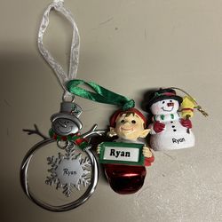 "Ryan" Christmas ornaments lot
