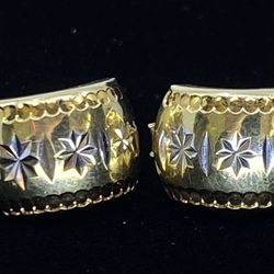 $500 Two Tone Yellow And White Gold Hoop Earrings