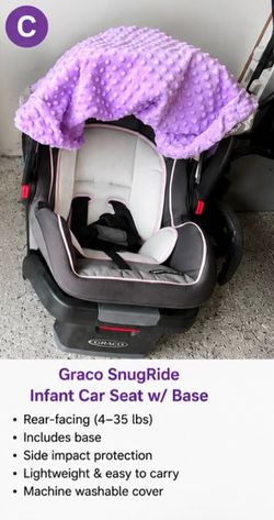 Graco Infant Car Seat + Base – Gray/Lavender