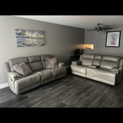 Grey Tan Leather Recliner Couches for Sale in West Hills CA OfferUp