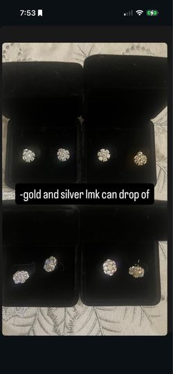 Gold or silver 2 carat diamond earrings