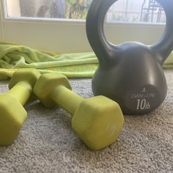 5lb Dumbbell Set And 10lb Kettlebell