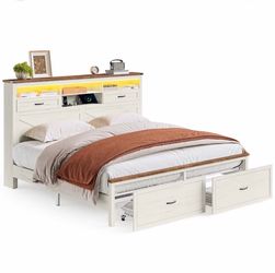 New king bed frame with drawers