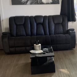 Viking Graphite 83'' Manual Reclining Sofa & 74'' Gliding Console Loveseat with USB Port