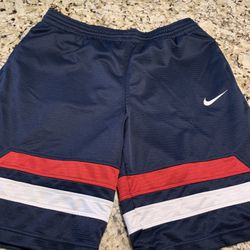 Men’s Nike Basketball Shorts, Size Medium, Red, Blue, White. Front Pockets, Drawstring Elastic Waist, Soft Material 