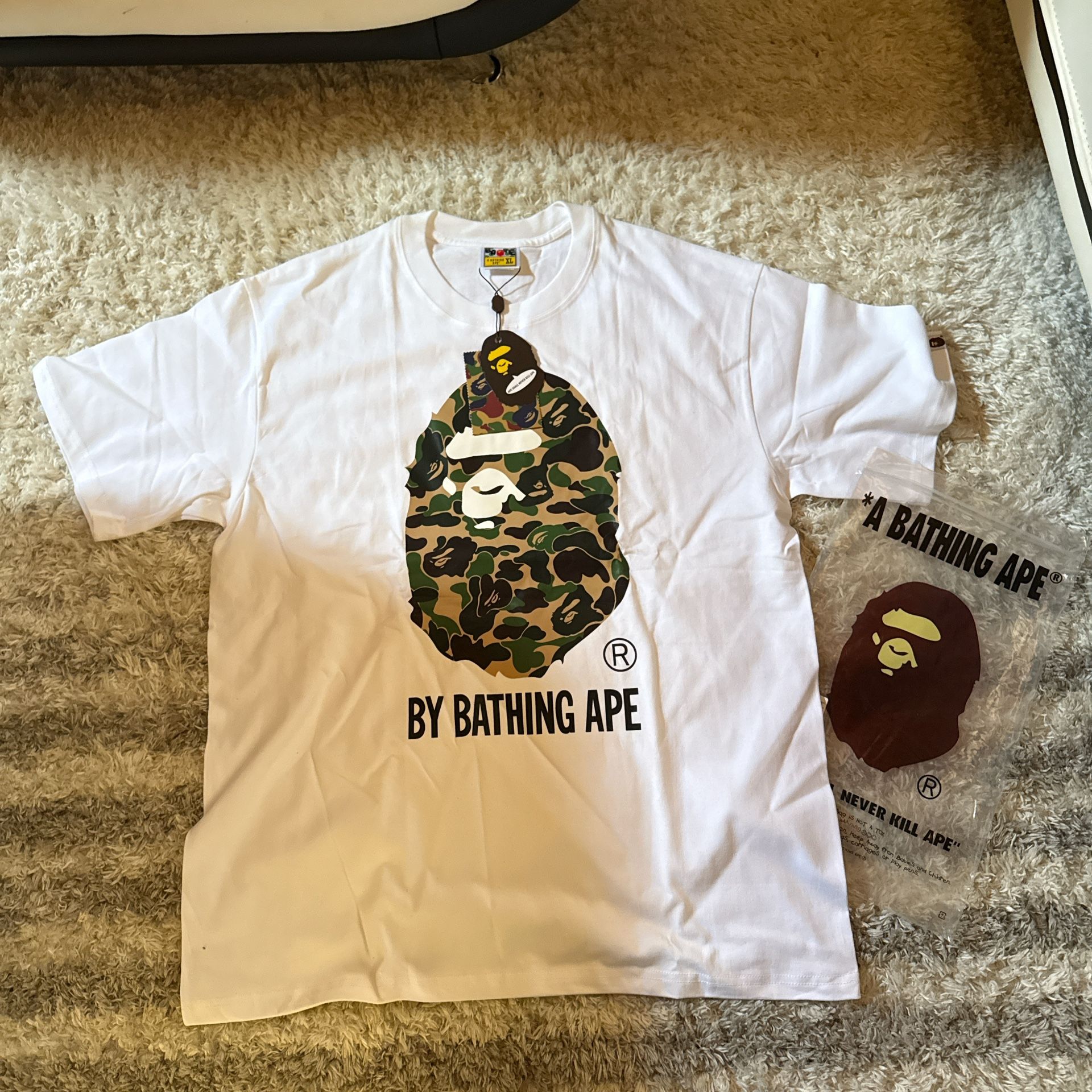 BAPE white and green baby milo tee