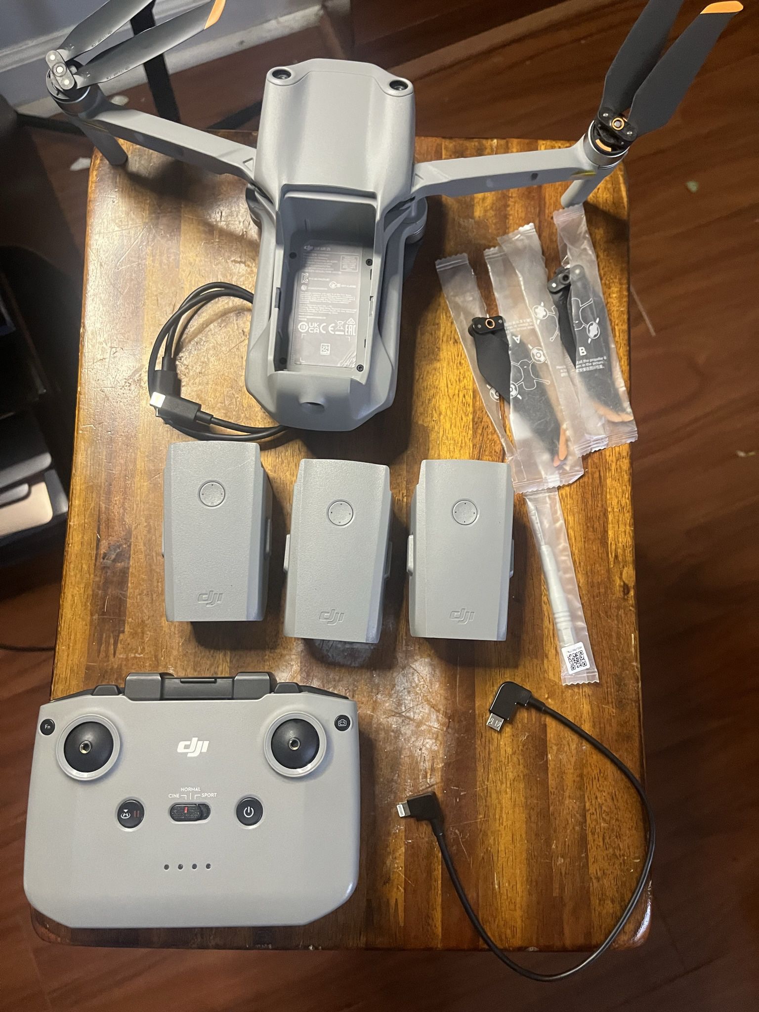 New DJI Air 2S Fly More Combo Drone with Remote Control 3 Separate Battery Adapters NEVER BEEN USED!