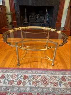 Regency Glass Coffee Table with Brass