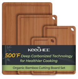 KeeChee Organic Carbonized Bamboo Cutting Board Set