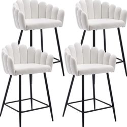 26”  Set Of 4 Velvet Bar Stools