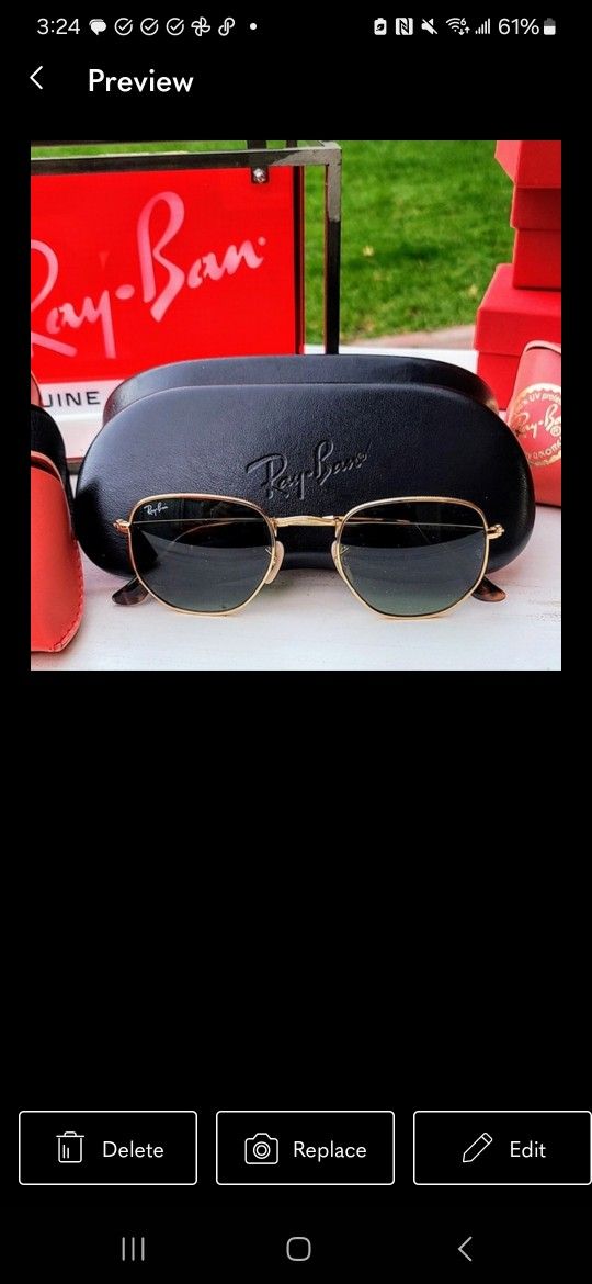 Ray-Ban Hexagonal Aviator Style Brand New Gold Medal Frame