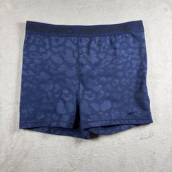 Nike Pro Dri-Fit Compression Shorts Women’s Size L Blue Athletic Gym #3B