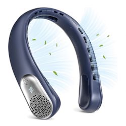 Neck Fan, LED Display USB Rechargeable Portable Fan, 360° Cooling Bladeless Personal Fan, 4000 mAh 3 Speeds Adjustable Wearable Fan for Women, Travel,
