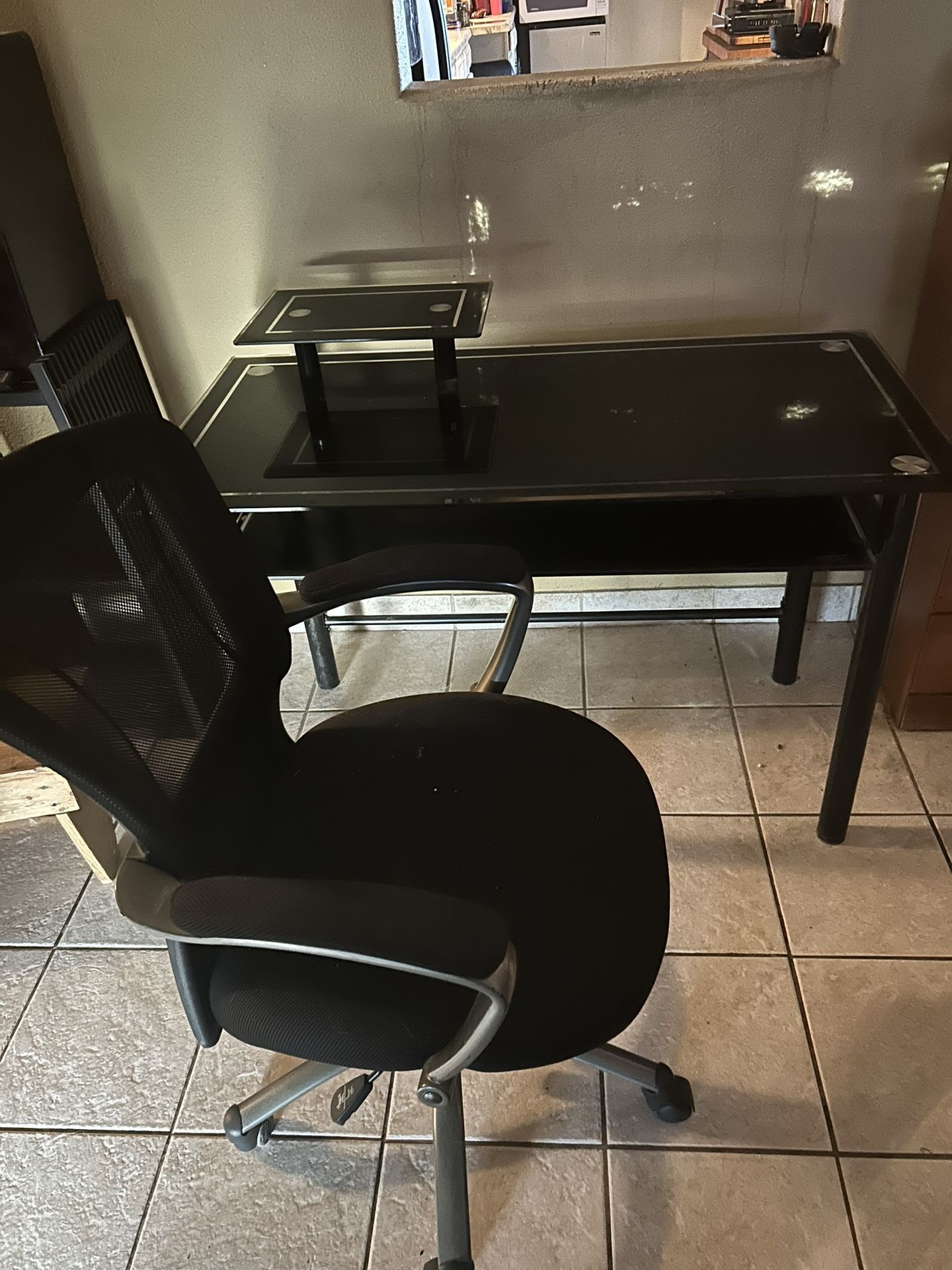 Glass Computer Desk With Chair