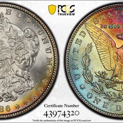 1886 PCGS/MS65/CAC Morgan Silver Dollar 
