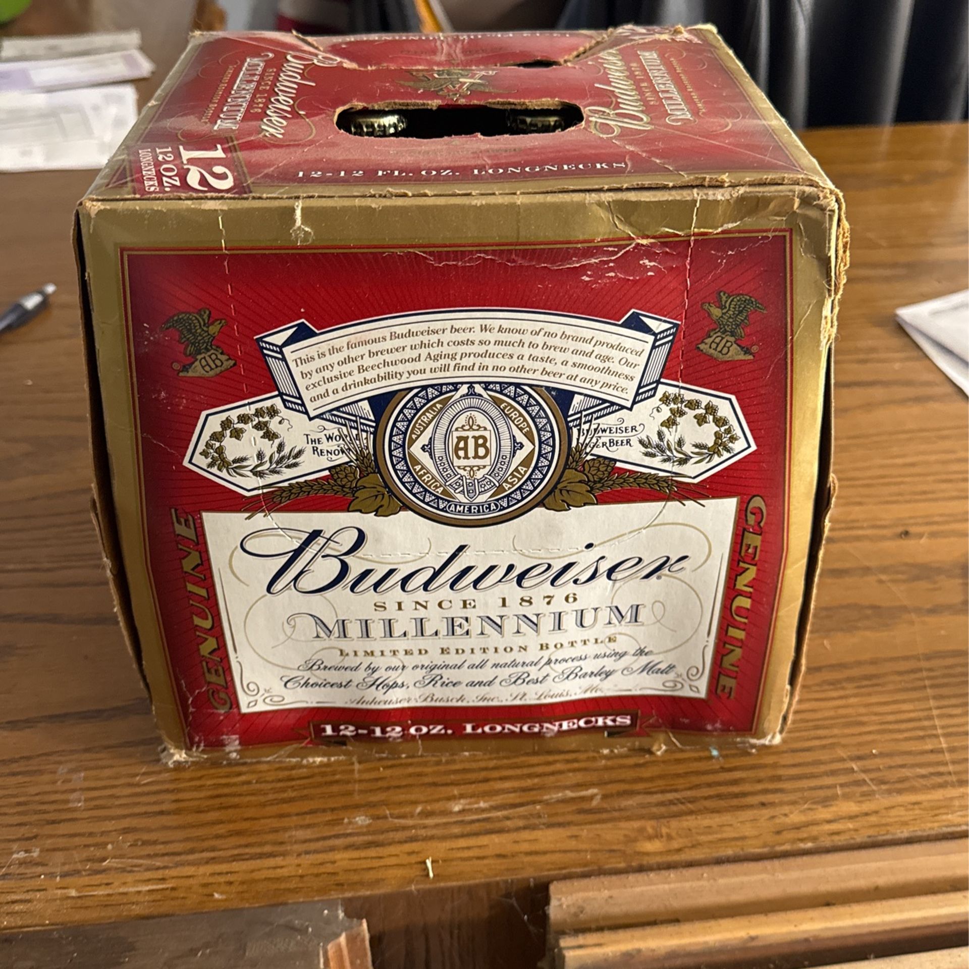Un Opened 12 Pack Of Budweiser Millennium Bottles