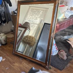 Very Large Antique Mirror  44X  64 In 