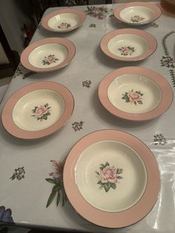 Lifetime China Company Vintage Pink Rose Soup Bowls