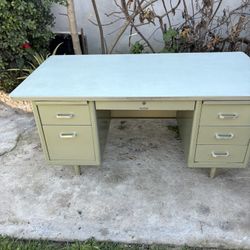 Vintage Steel Tanker Desk 69x36x29