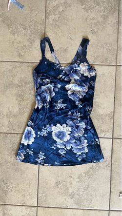Henri Michelle Y2K Blue Floral Satin Mini Dress