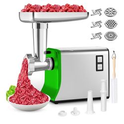 Electric Meat Grinder: [3000W Superior Motor] Meat Grinder with 6 PCS Stainless Steel Blades & Grinding Plates, Sausage Stuffer Tubes & Kubbe Kit Port