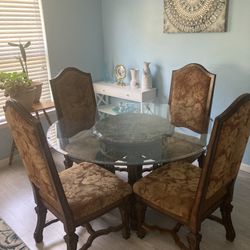 Beautiful glass, granite, wood table and chair set