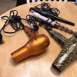 2 Hair Dryer & 2 Curling Wands.