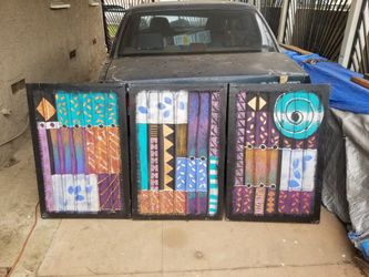 3 panels of painted art