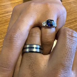 Blue Sapphire birthstone Engagement/Wedding/Promise Ring (size 6)