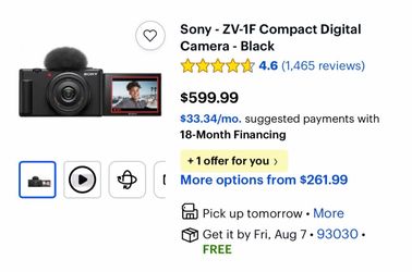 SONY ZV-1F Digital Camera