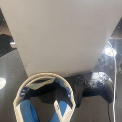 Ps5 With 2 Controllers And Headphones