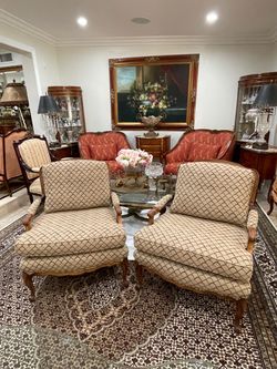 Pair of Elegant French Provincial Walnut Armchairs🌷$150 Each New-Never Used