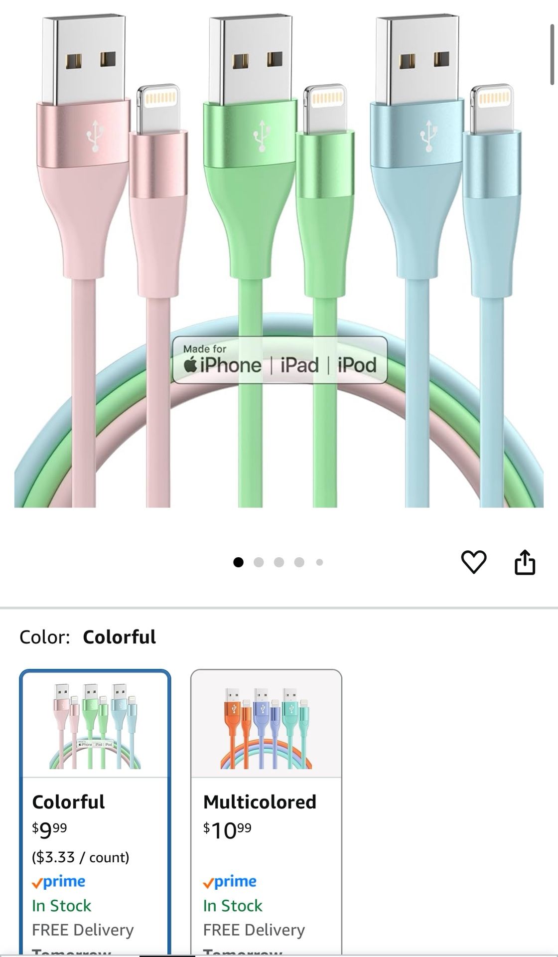 iPhone Charger 10ft Each (3 Pack)