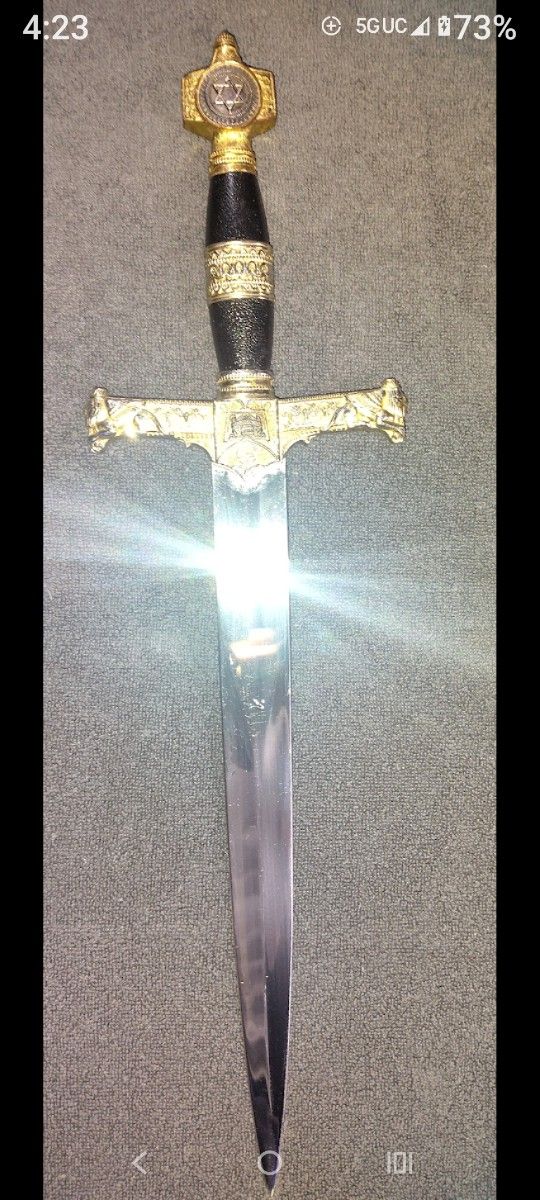 King Solomon Black And Gold Medieval Masonic 21 Inch Sword