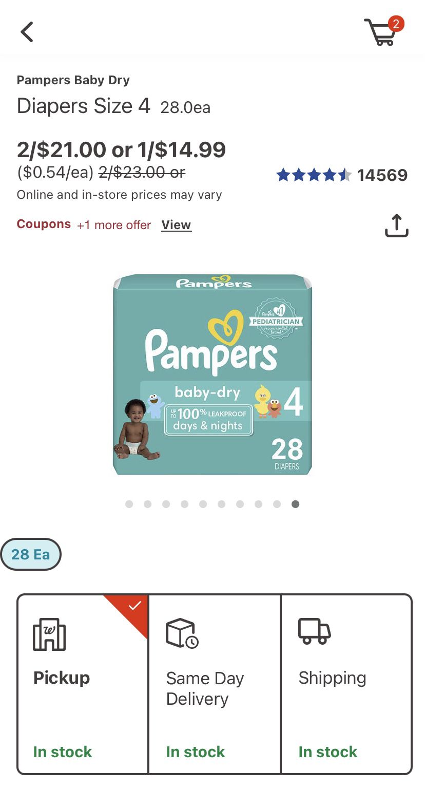 New Pampers Baby Dry Size 4, 28 Diapers 