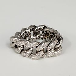 10k White Gold Diamond Icing Flexible Ring Size 7.5