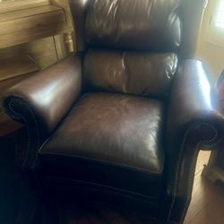 Deep Brown Leather Reclining Sofa Chair