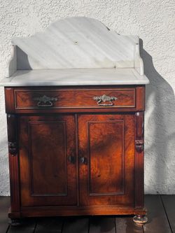 Burl marble top cabinet