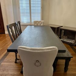 Large Wooden Table and Chairs With Bench 