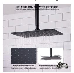 Matte Black Rainfall Shower System with Handheld Sprayer