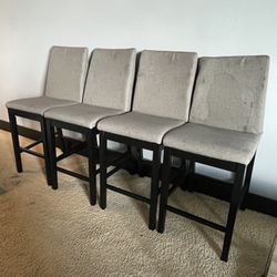 Set Of 4 Grey Fabric Barstools
