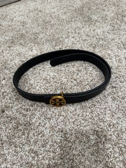 Tory Burch Miller Reversible Belt Black Leather Gold Buckle Size L