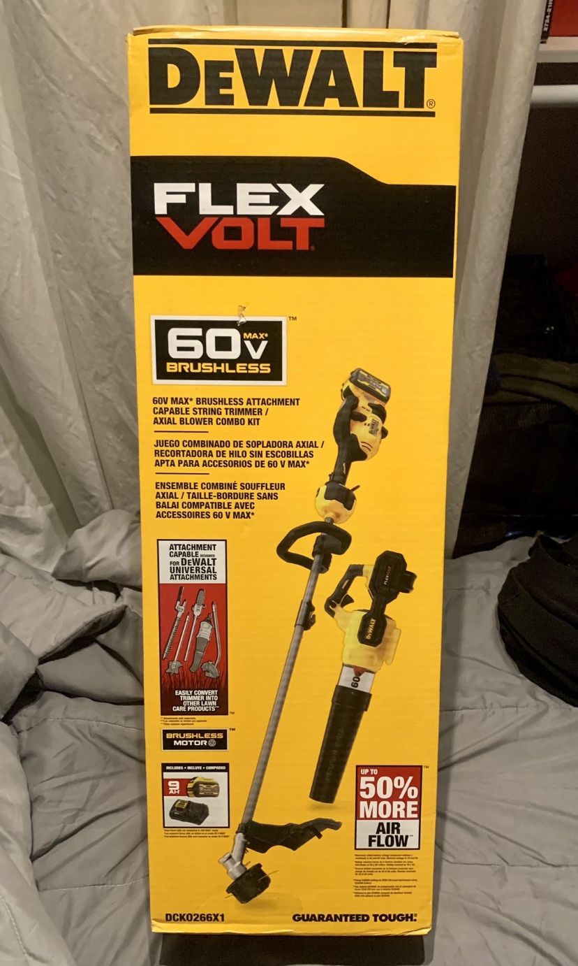 DEWALT 60V MAX 17 in. Cordless Battery Powered String Trimmer & Leaf Blower Combo Kit with (1) 9Ah Battery & Charger