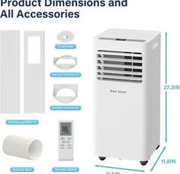 Portable Air Conditioners 8000 BTU,Quiet Portable AC Units for Rooms 3-IN-1 Cools Up to 500 Sq.Ft with Dehumidifier,Fan,Remote Control,24H Timer,Sleep
