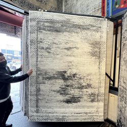 Modern Collection 5x7 Square Grey / Silver Abstract Non-Shedding Living Room Bedroom Area Rug