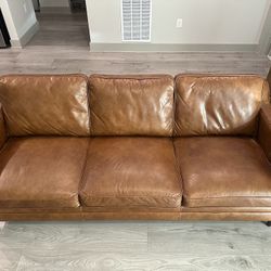 Abbot 82.48” Genuine Leather Square Arm Sofa By Sand & Stable