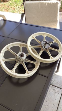 Vintage BMX, 16” Mag Wheels, Rare Drum Brake Mag Rims, Similar to 1st Gen Skyway Wheels, ACS Chrome Freewheel, Located in La Habra