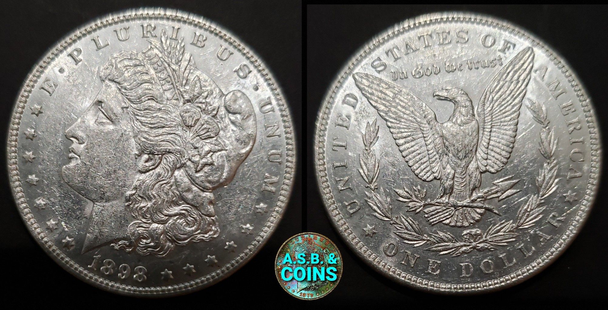 1898 P AU/UNC Morgan silver dollar old US coin